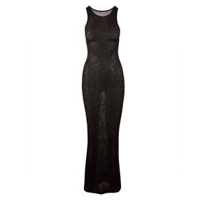 Lined NATALIA DRESS - BLACK SEQUIN medium maxi dress